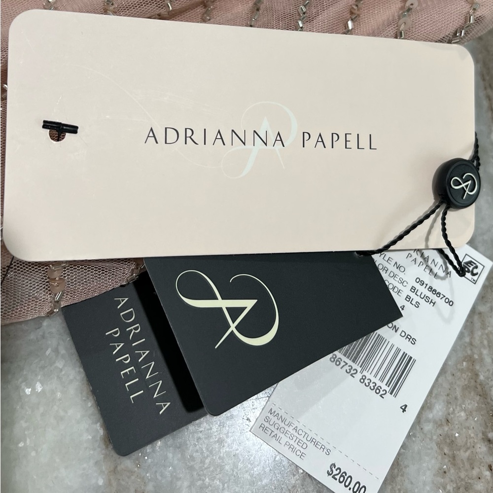 NWT Stunning Adrianna Papell Blush Beaded Dress - Picture 5 of 8